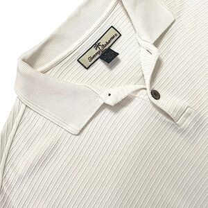 TOMMY BAHAMA MENS OFF WHITE RIBBED SHORT SLEEVE SILK COTTON BLEND POLO SIZE XL